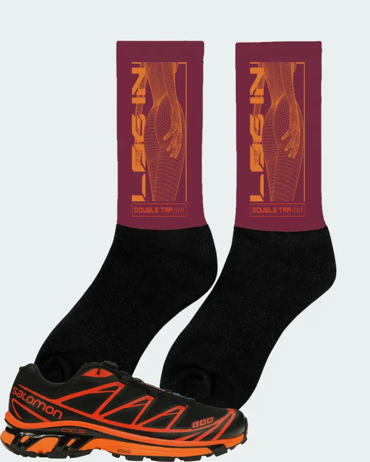 Salomon XT-6 Sneaker Matching Maroon Socks (LOGIN) - View 3