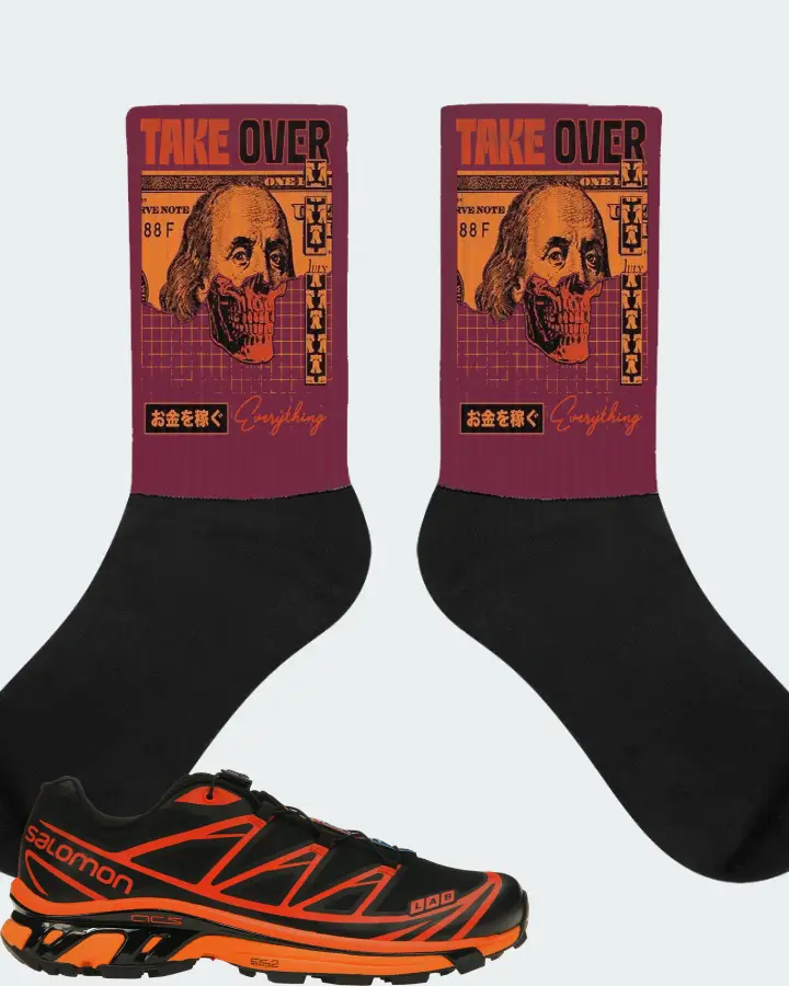 Salomon XT-6 Sneaker Matching Maroon Socks - Take Over