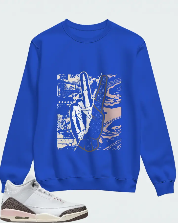Jordan 3 Retro Sneaker Matching Royal Blue Sweatshirt - Peace of mind