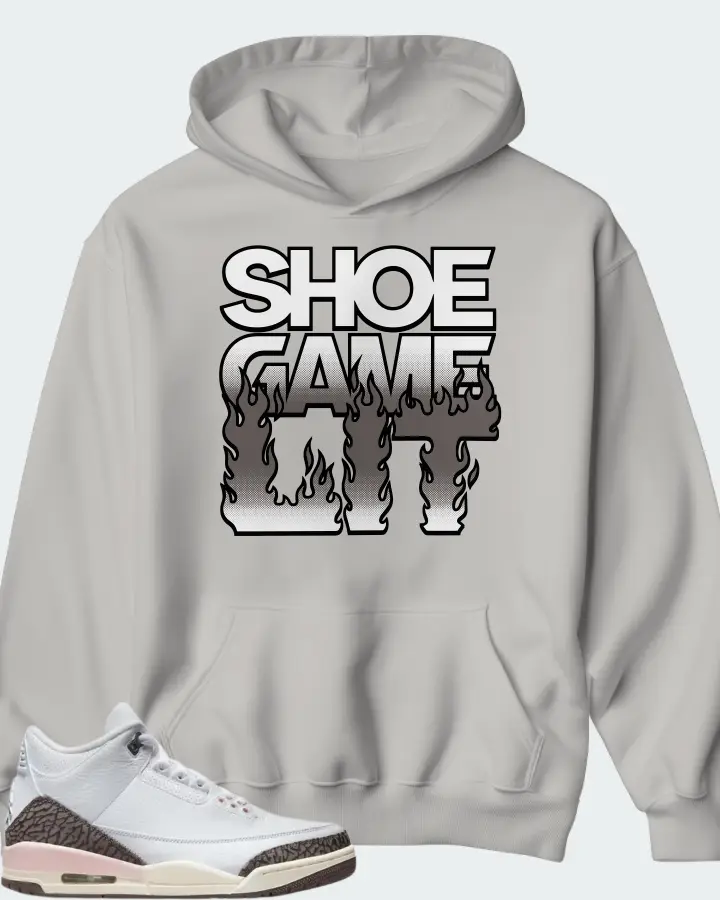 Jordan 3 Retro Sneaker Matching Grey Hoodie - Shoe Game Lit Refreshed