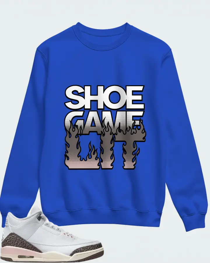 Jordan 3 Retro Sneaker Matching Royal Blue Sweatshirt - Shoe Game Lit Refreshed