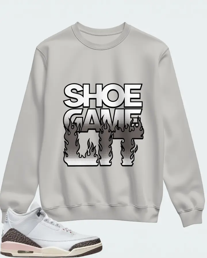 Jordan 3 Retro Sneaker Matching Grey Sweatshirt - Shoe Game Lit Refreshed