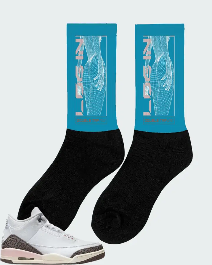 Jordan 3 Retro Sneaker Matching Aqua Socks (LOGIN) - View 3