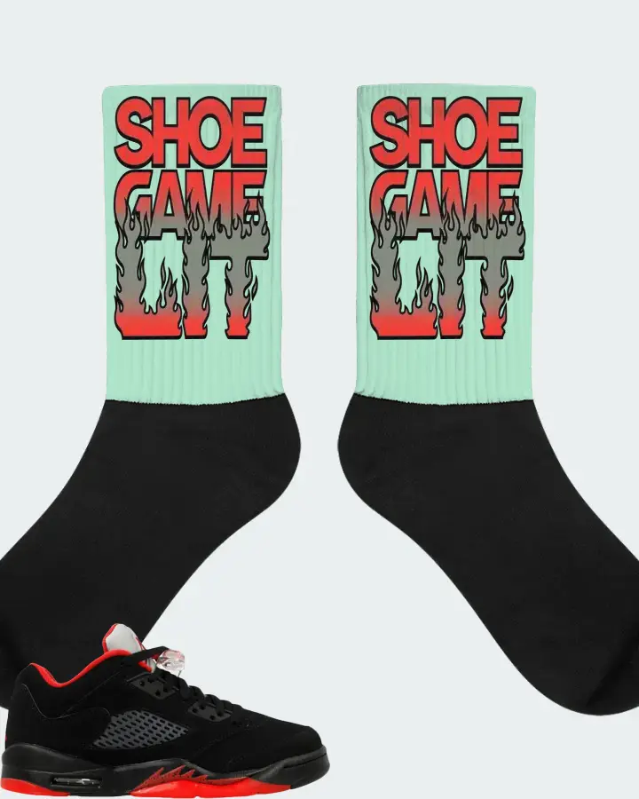 Jordan 5 Retro Low Sneaker Matching Mint Socks - Shoe Game Lit Refreshed