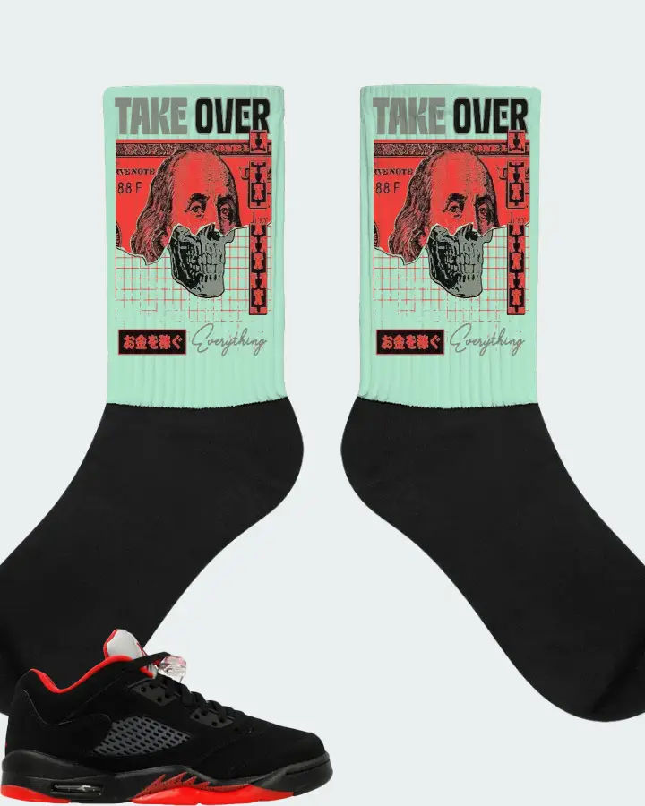 Jordan 5 Retro Low Sneaker Matching Mint Socks - Take Over