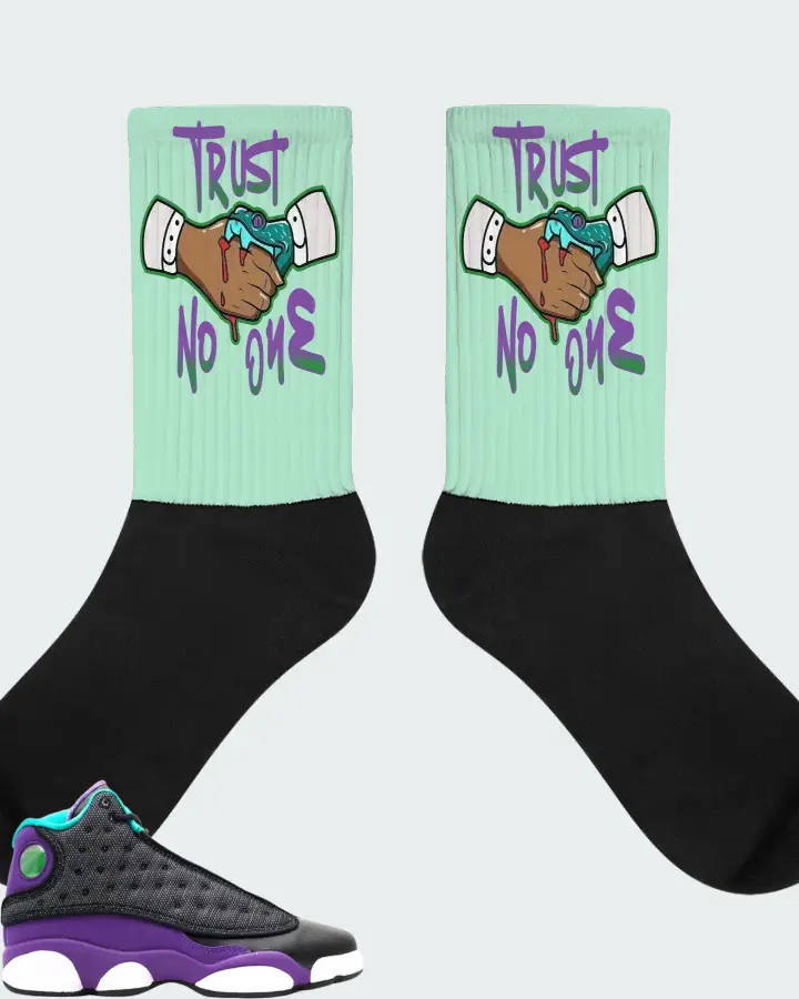 Air Jordan 13 Retro Violet Teal PS Sneaker Matching Mint Socks - Trust No One