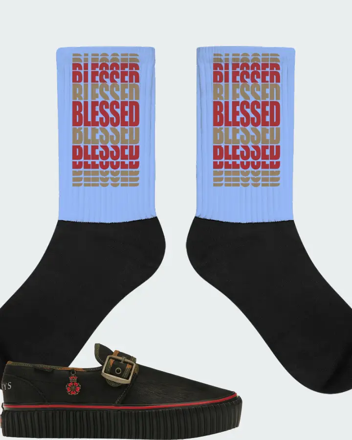 Vans Style 47 Creeper Sneaker Matching Carolina Blue Socks - BLESSED Many Times