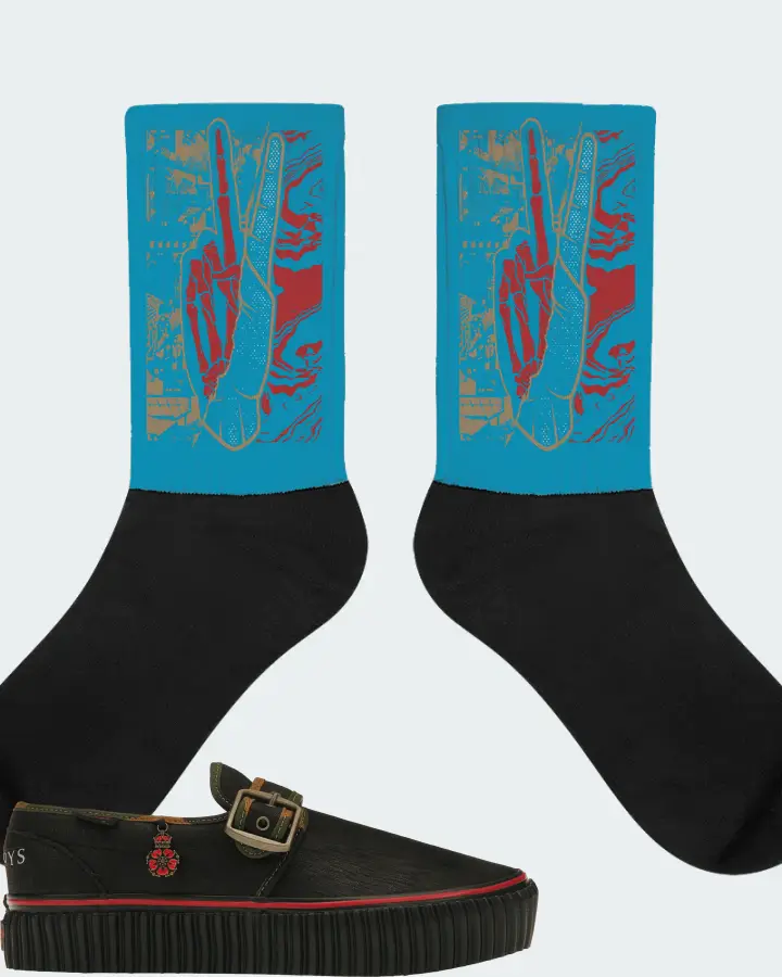 Vans Style 47 Creeper Sneaker Matching Aqua Socks - Peace of mind