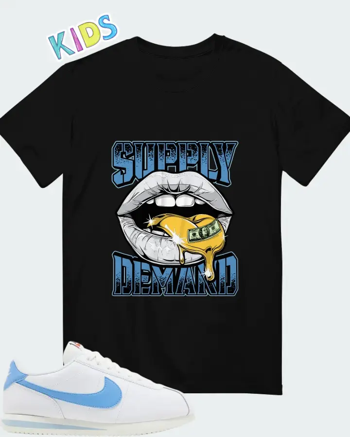 Wmns Nike Cortez University Blue Matching Kid's T-Shirt
