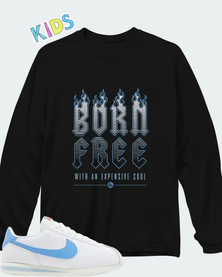 Wmns Nike Cortez University Blue Matching Kid's Long Sleeve T-Shirt