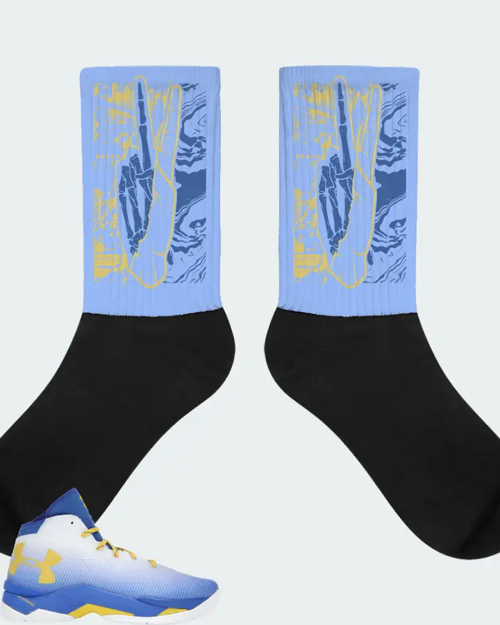 UA Curry 2.5 Sneaker Matching Carolina Blue Socks - Peace of mind