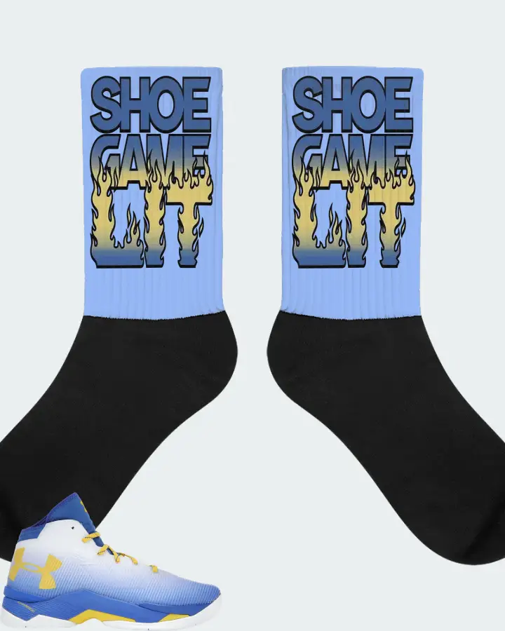 UA Curry 2.5 Sneaker Matching Carolina Blue Socks - Shoe Game Lit Refreshed
