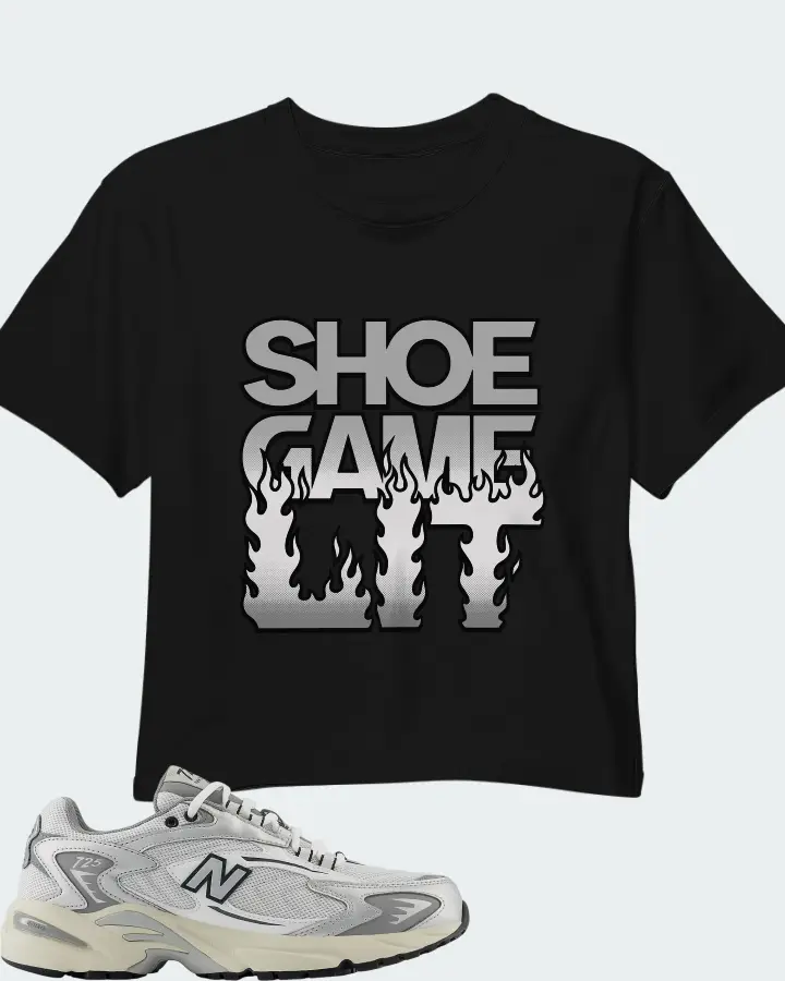 New Balance 725v1 White Metallic Silver Grey Matching Crop Top