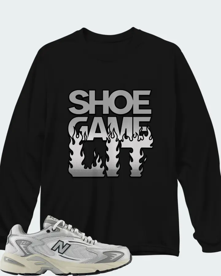 New Balance 725v1 White Metallic Silver Grey Matching Long Sleeve T-Shirt