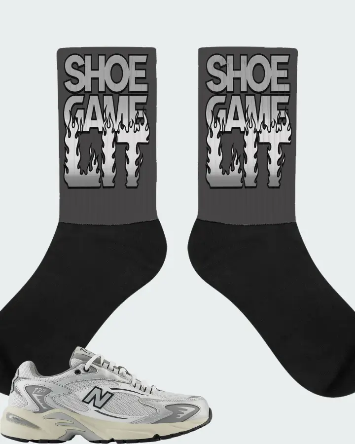 New Balance 725v1 White Metallic Silver Grey Matching Socks
