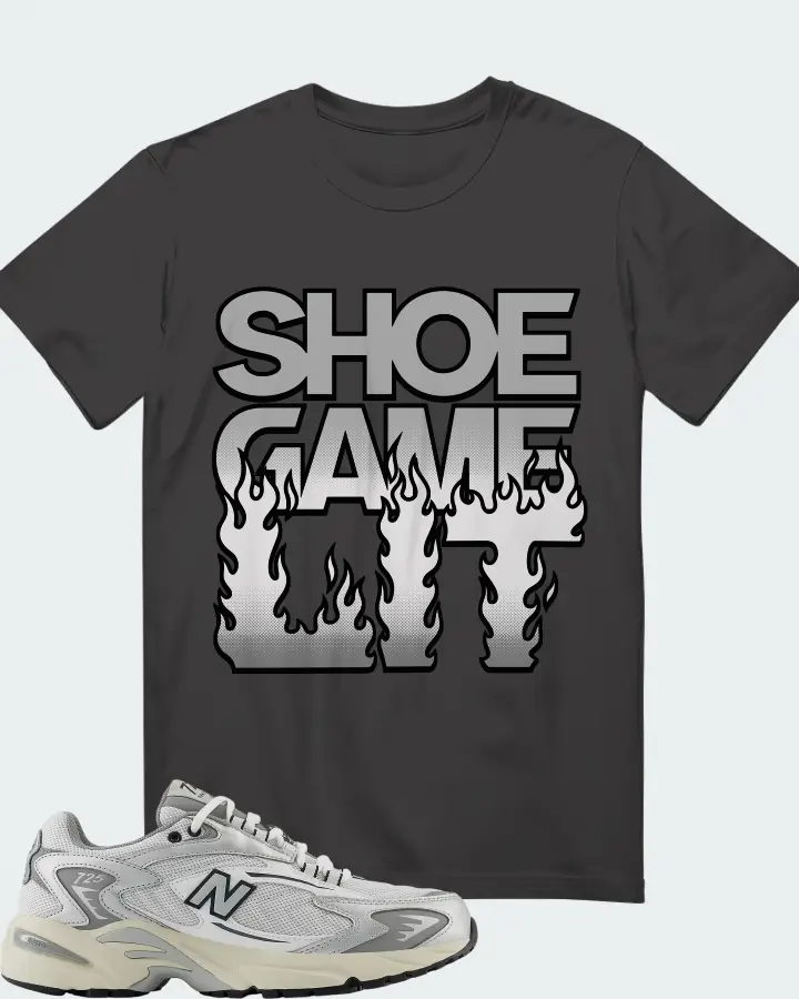 New Balance 725v1 White Metallic Silver Grey Matching T-Shirt
