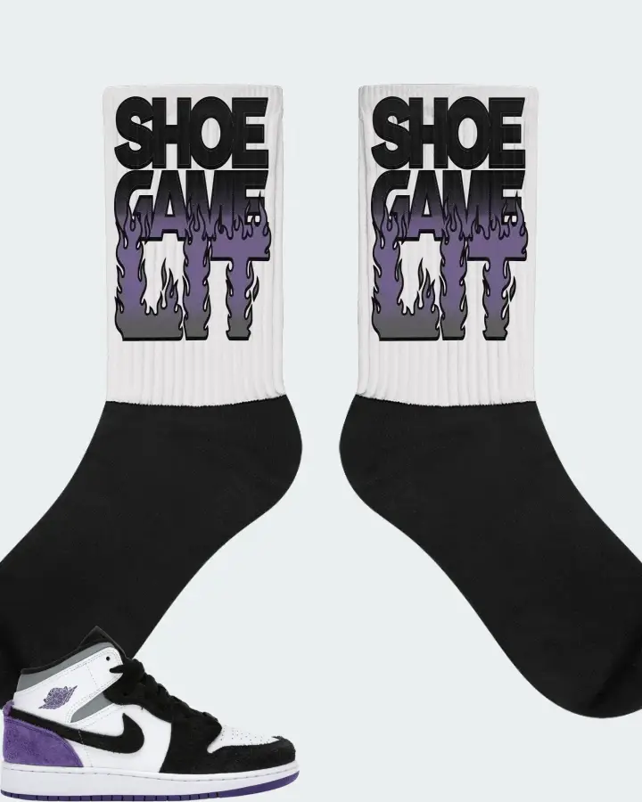Jordan 1 Mid Sneaker Matching White Socks - Shoe Game Lit Refreshed