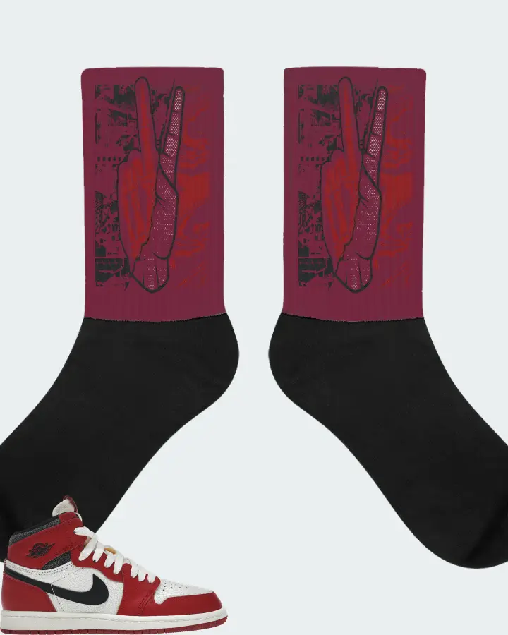 Jordan 1 Retro High OG Sneaker Matching Maroon Socks - Peace of mind