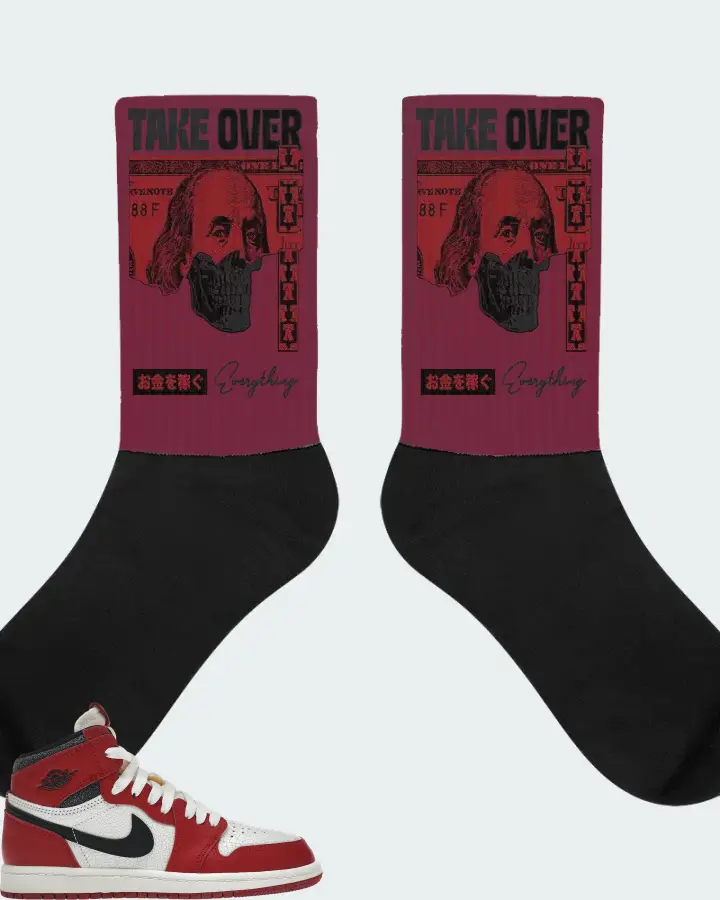 Jordan 1 Retro High OG Sneaker Matching Maroon Socks - Take Over