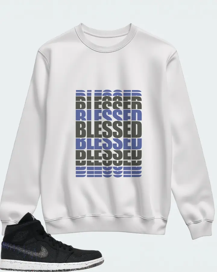 Jordan 1 Mid Crater Sneaker Matching White Sweatshirt - BLESSED Many Times