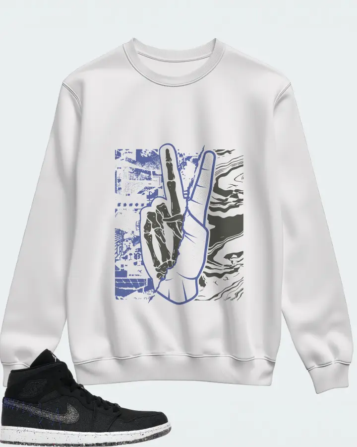 Jordan 1 Mid Crater Sneaker Matching White Sweatshirt - Peace of mind