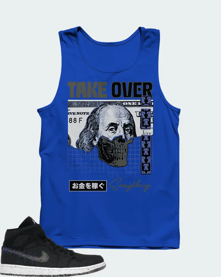 Jordan 1 Mid Crater Sneaker Matching Royal Blue Tank Top - Take Over