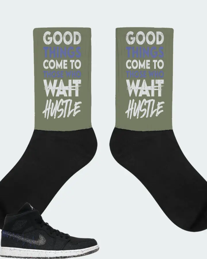 Jordan 1 Mid Crater Sneaker Matching Olive Socks - Good Things Come