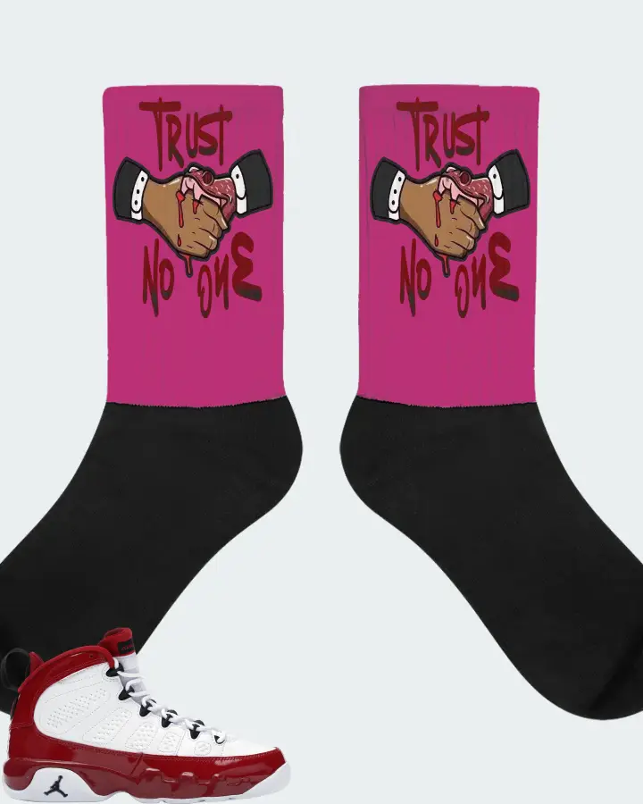 Jordan 9 Retro Sneaker Matching Berry Socks - Trust No One