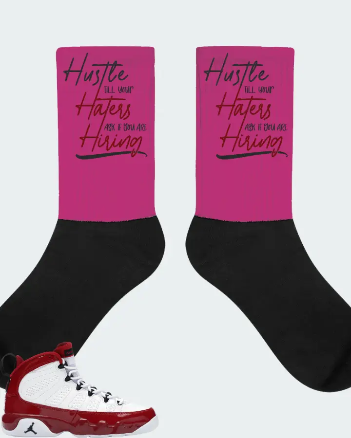Jordan 9 Retro Sneaker Matching Berry Socks - HUSTLE TILL YOUR HATERS ASK