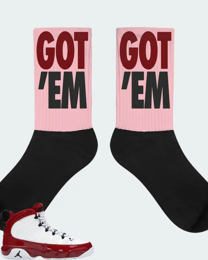 Jordan 9 Retro Sneaker Matching Pink Socks - Got Em
