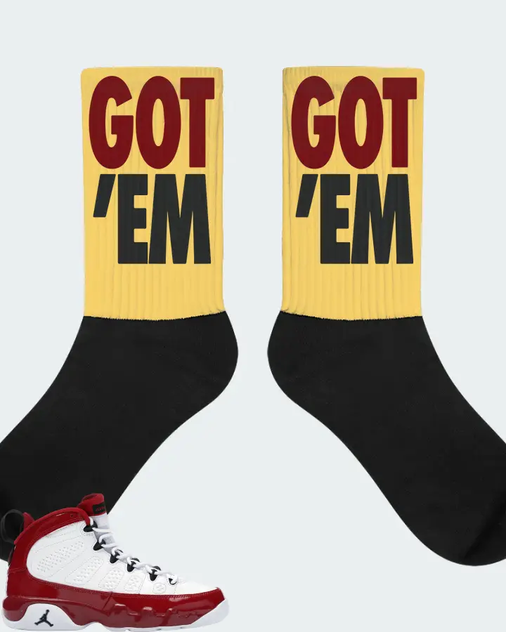 Jordan 9 Retro Sneaker Matching Yellow Socks - Got Em