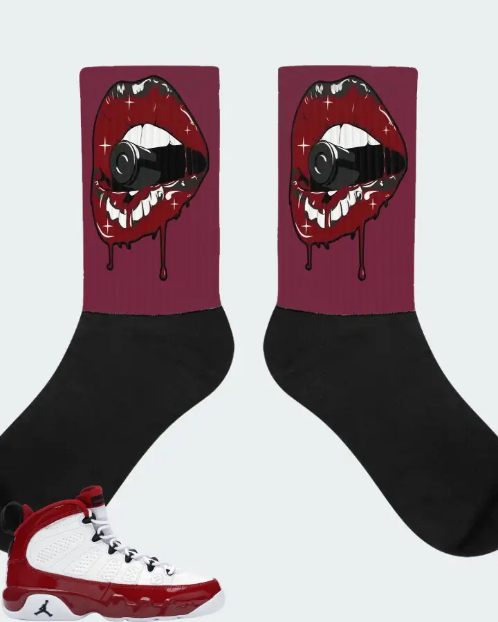 Jordan 9 Retro Sneaker Matching Maroon Socks - Kiss of Death
