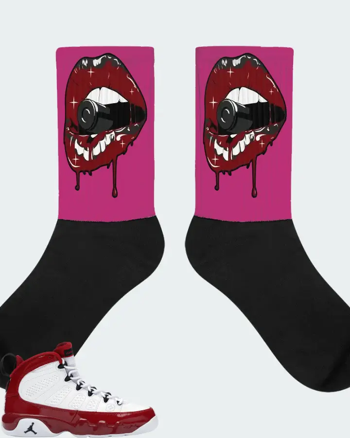 Jordan 9 Retro Sneaker Matching Berry Socks - Kiss of Death