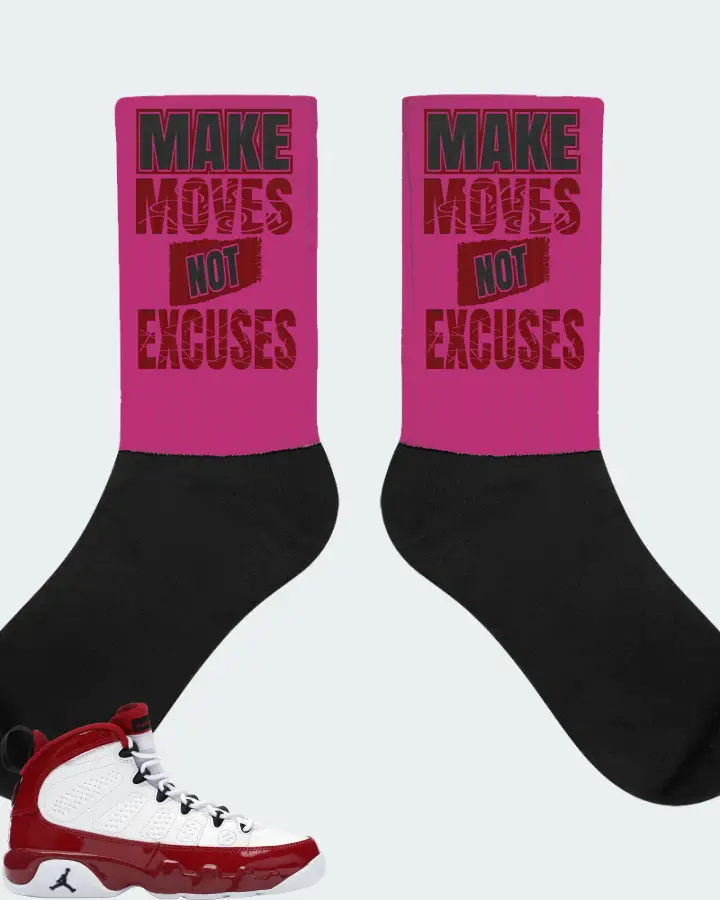 Jordan 9 Retro Sneaker Matching Berry Socks - Make Moves Not Excuses