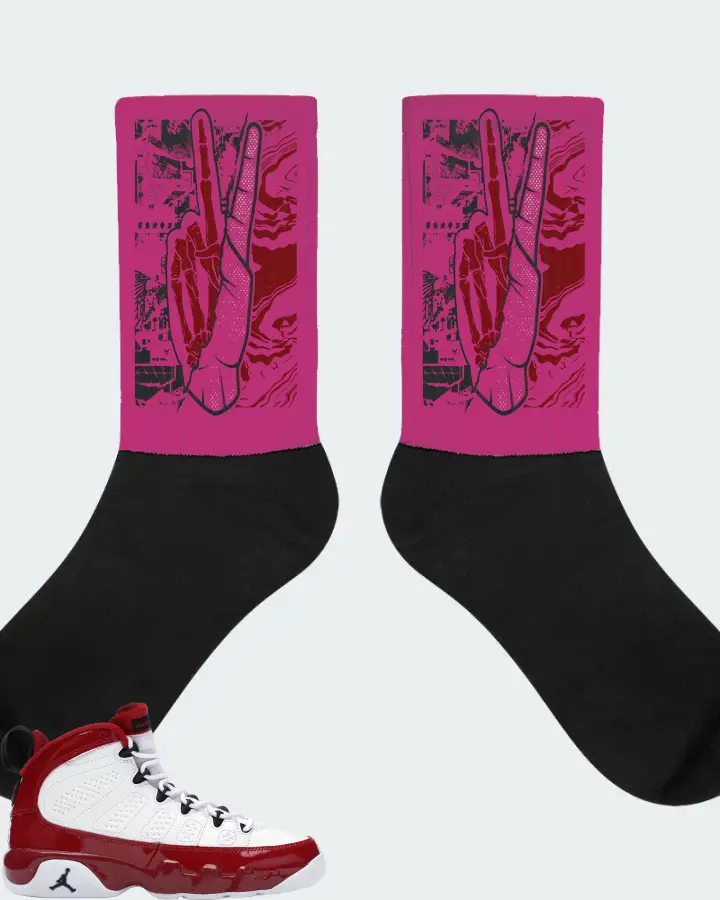 Jordan 9 Retro Sneaker Matching Berry Socks - Peace of mind