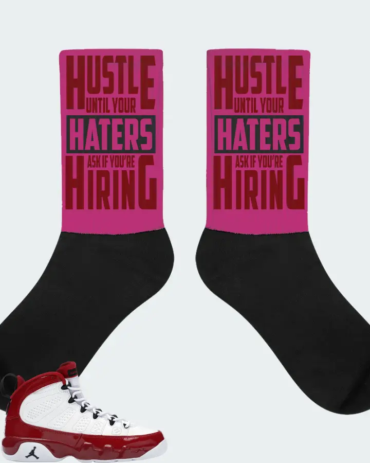 Jordan 9 Retro Sneaker Matching Berry Socks - HUSTLE UNTIL YOUR HATERS