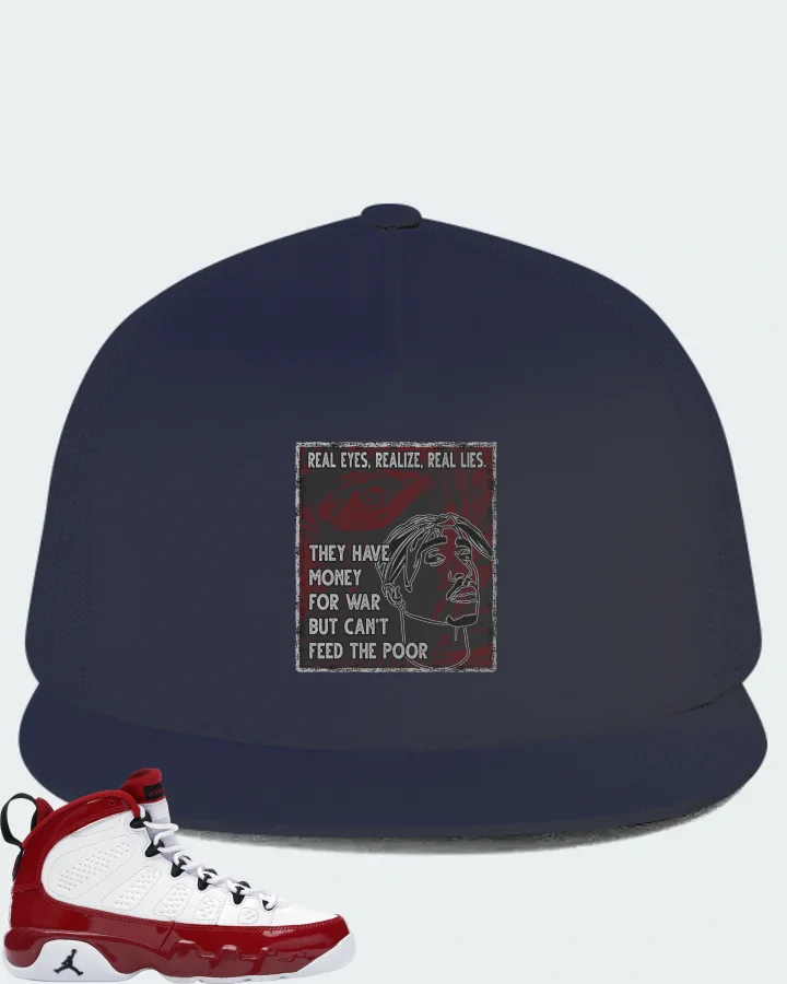 Jordan 9 Retro Sneaker Matching Navy Hat - TUPAC Real Eyes Realize Real Lies