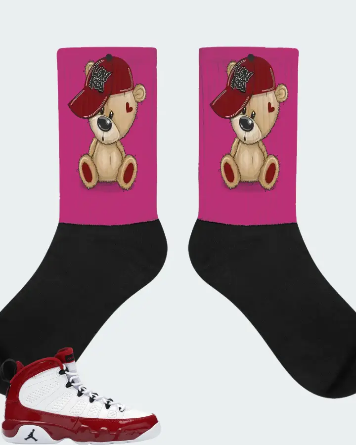 Jordan 9 Retro Sneaker Matching Berry Socks - LOW KEY BEAR