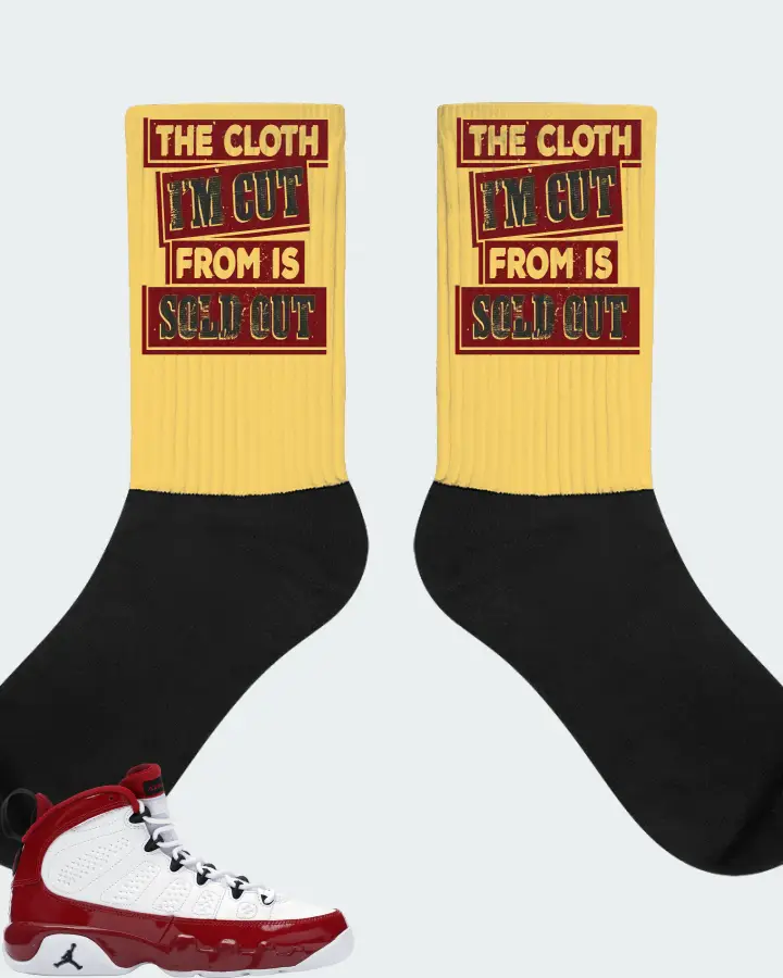Jordan 9 Retro Sneaker Matching Yellow Socks - The Cloth I'm Cut From Refreshed
