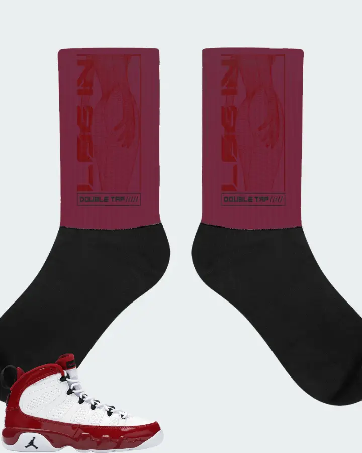 Jordan 9 Retro Sneaker Matching Maroon Socks (LOGIN) - View 1
