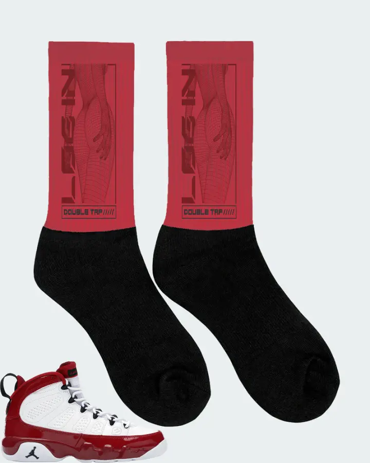 Jordan 9 Retro Sneaker Matching Red Socks (LOGIN) - View 2