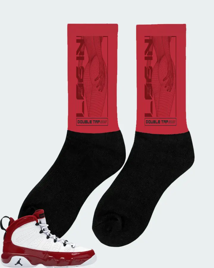 Jordan 9 Retro Sneaker Matching Red Socks (LOGIN) - View 3
