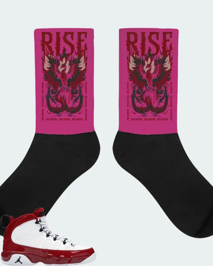 Jordan 9 Retro Sneaker Matching Berry Socks - RISE