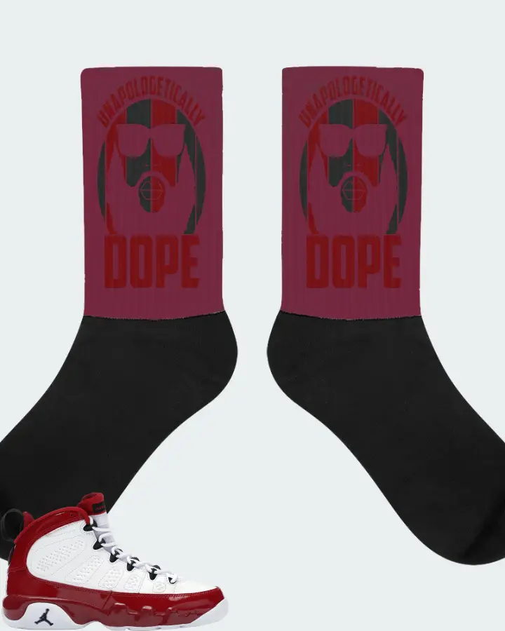 Jordan 9 Retro Sneaker Matching Maroon Socks - UNAPOLOGETICALLY DOPE Man