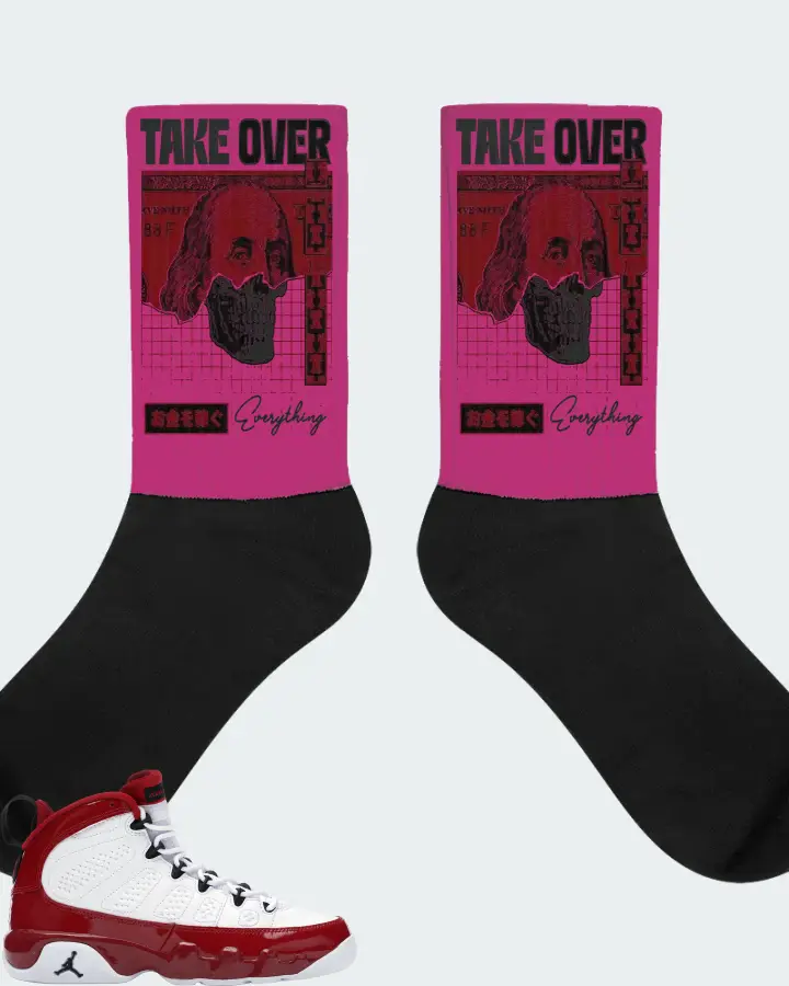 Jordan 9 Retro Sneaker Matching Berry Socks - Take Over