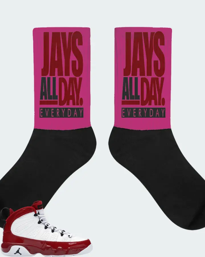 Jordan 9 Retro Sneaker Matching Berry Socks - Jays All Day