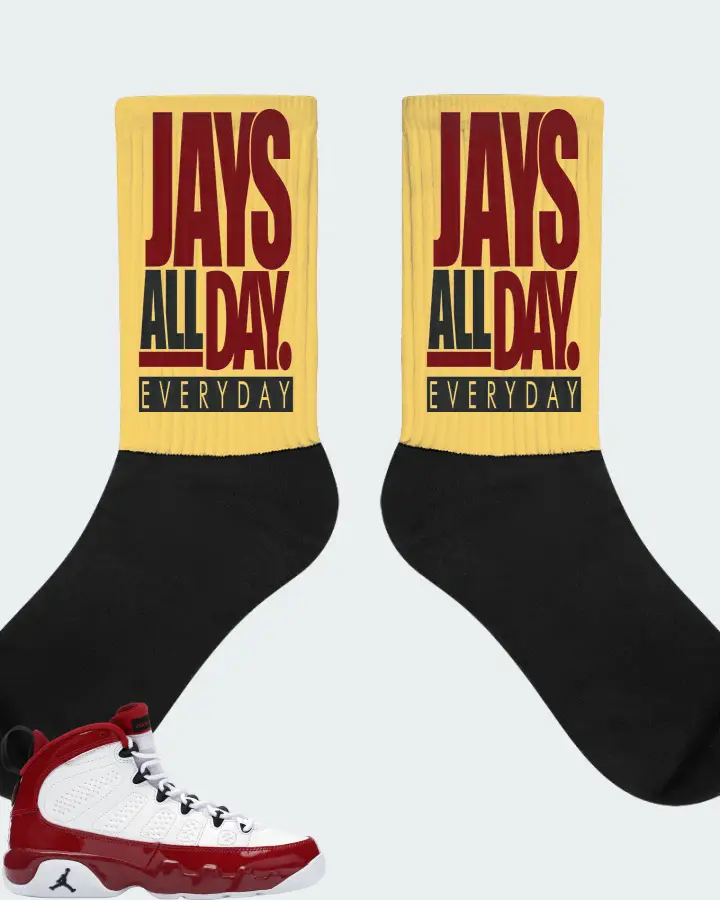 Jordan 9 Retro Sneaker Matching Yellow Socks - Jays All Day