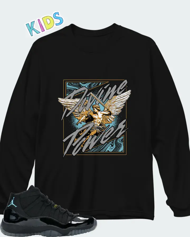 Jordan 11 Retro GS Gamma Blue 2013 Matching Kid's Long Sleeve T-Shirt