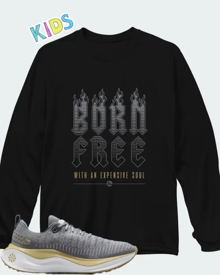 Nike InfinityRN 4 Cool Grey Vegas Gold Matching Kid's Long Sleeve T-Shirt
