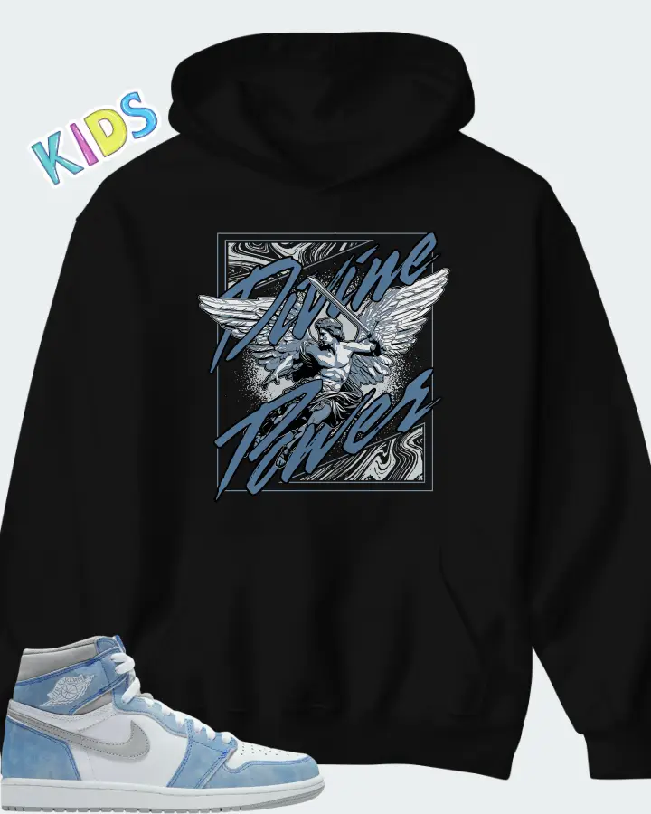 Air Jordan 1 High OG White Light Smoke Grey Matching Kid's Hoodie
